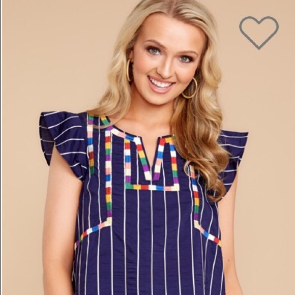 THML Tops - THML Red Dress Boutique Adore You Navy Striped Top